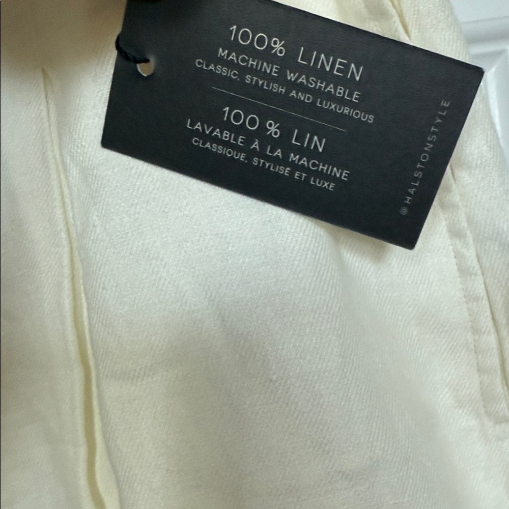 NWT H by Halston Cream Wide Leg Linen Pants - Picture 5 of 9